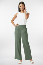 Smocked Wide Leg Linen Pants