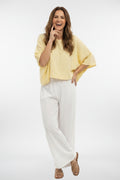 Pantalones de lino de pierna ancha fruncidos