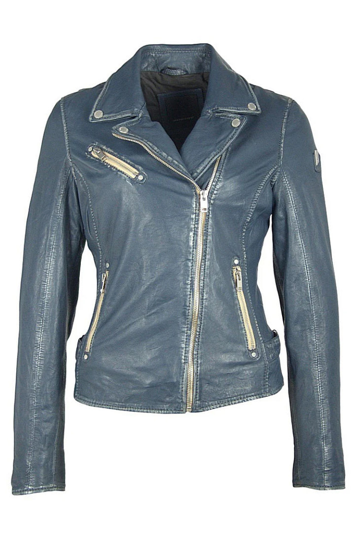 Chaqueta de cuero Sofia RF, azul denim.
