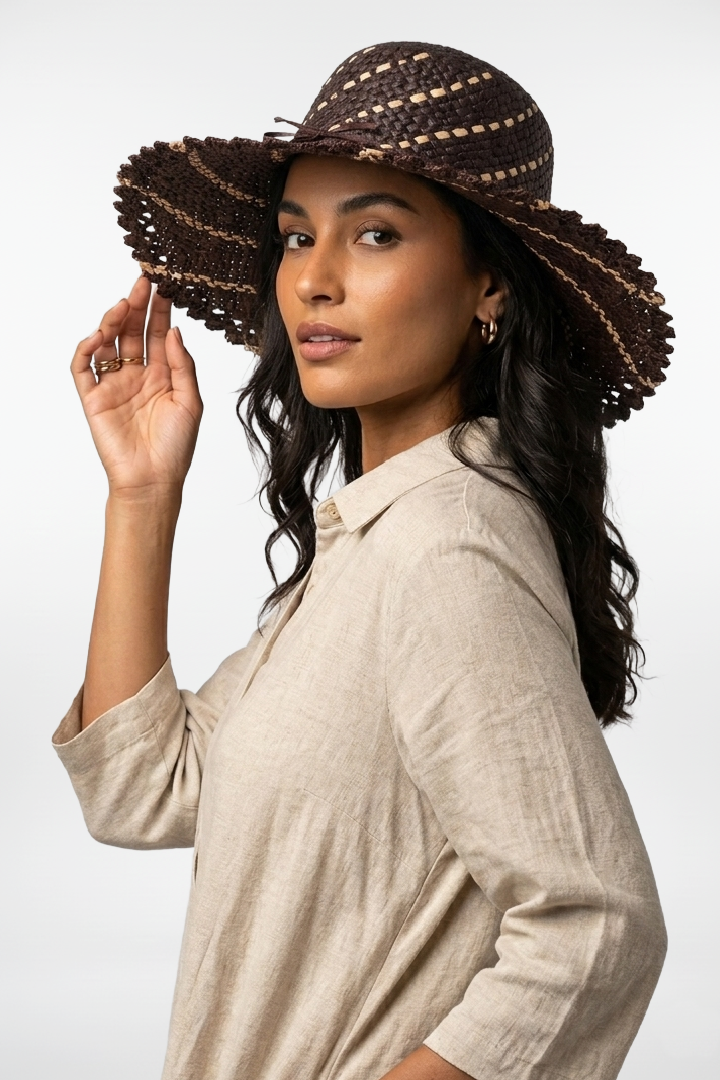 Spiral Pattern Raffia Hat