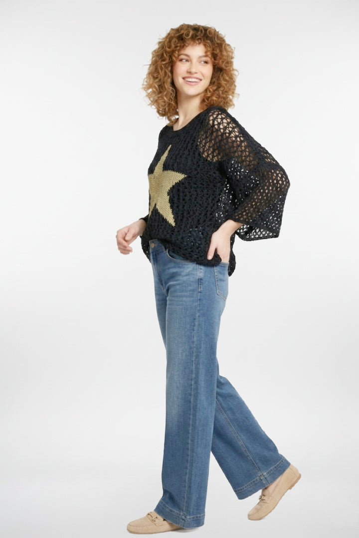 Haut tricoté au crochet à motif d'étoiles