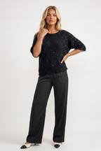 Starlight Sparkle Knit Boat Neck Pullover