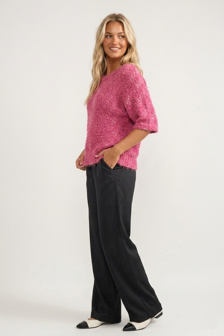 Starlight Sparkle Knit Boat Neck Pullover