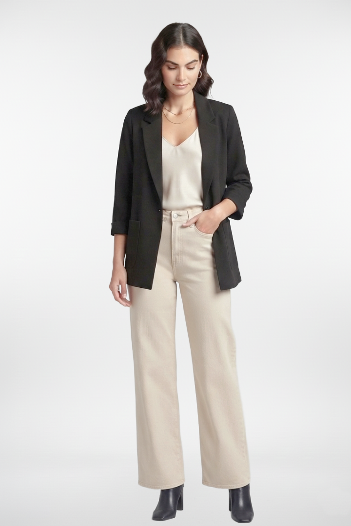 Stretch One Button Collar Blazer