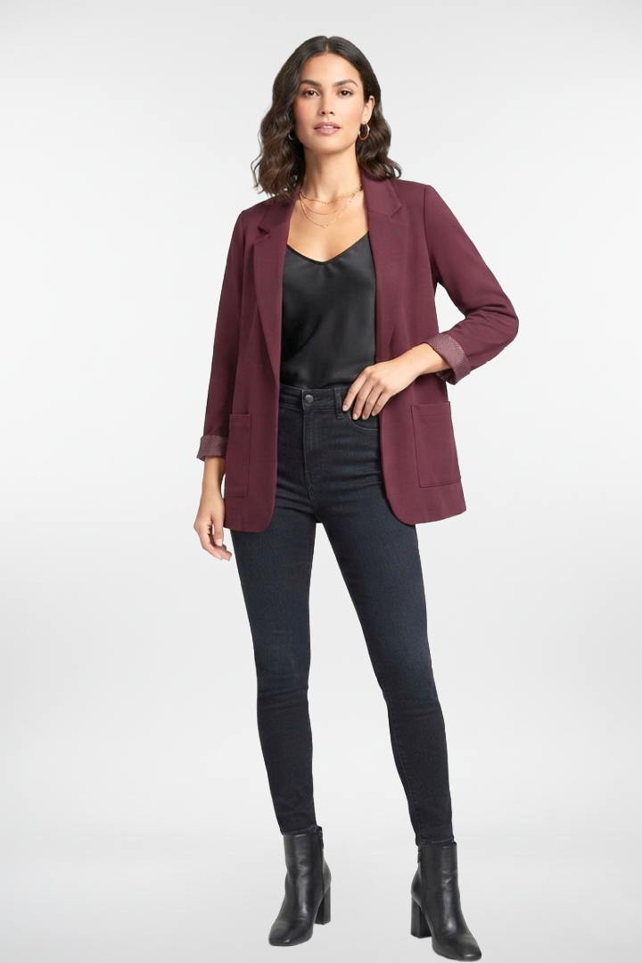 Stretch One Button Collar Blazer