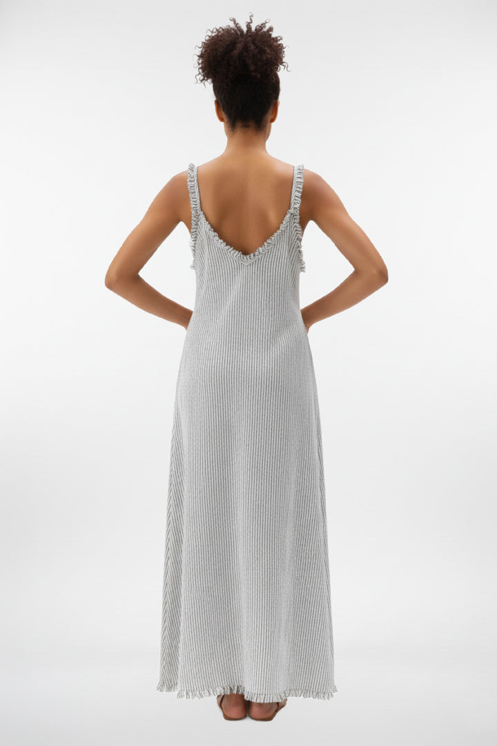 Striped Crinkle Cotton Strappy Dress