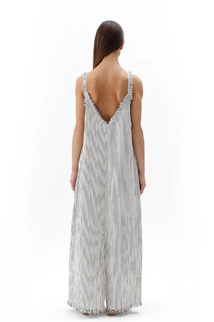 Striped Crinkle Cotton Strappy Dress