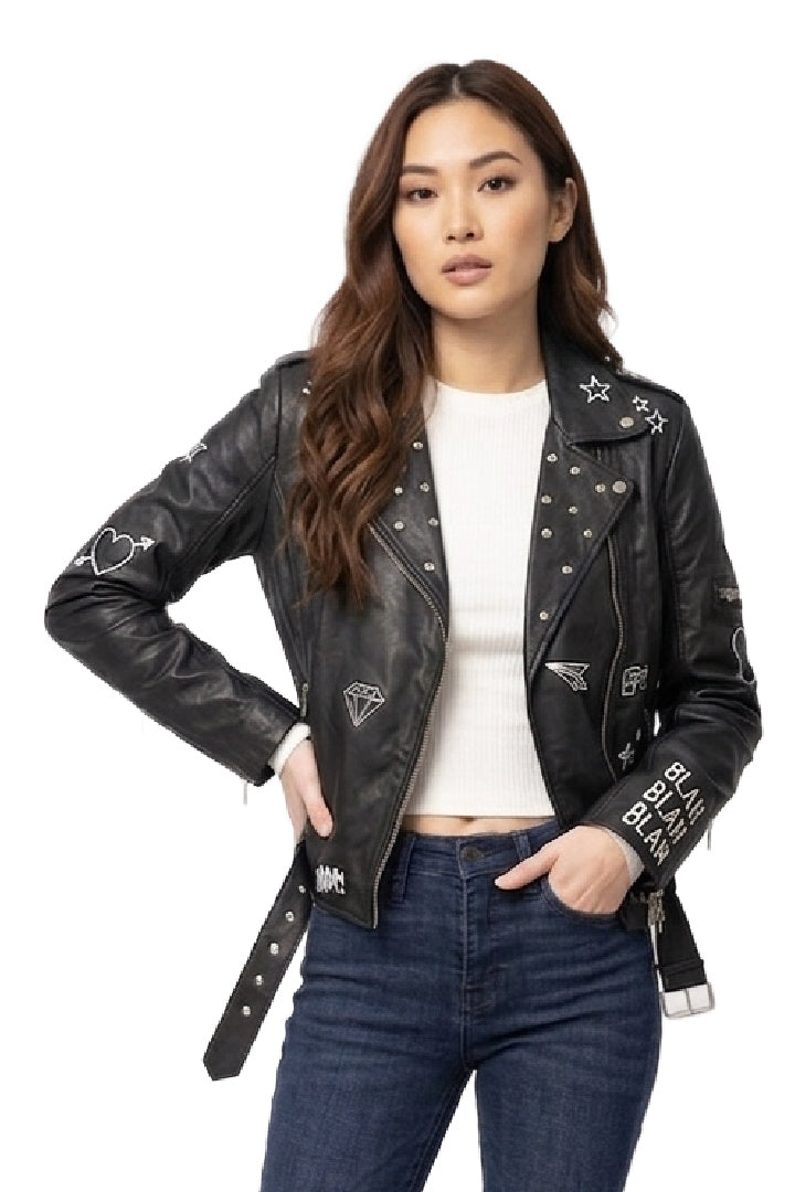 Chaqueta de cuero Tavi RF, negra.