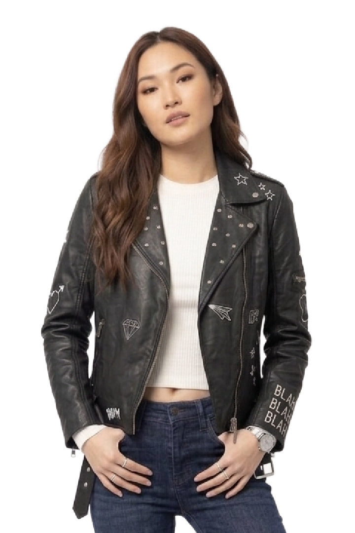 Chaqueta de cuero Tavi RF, negra.