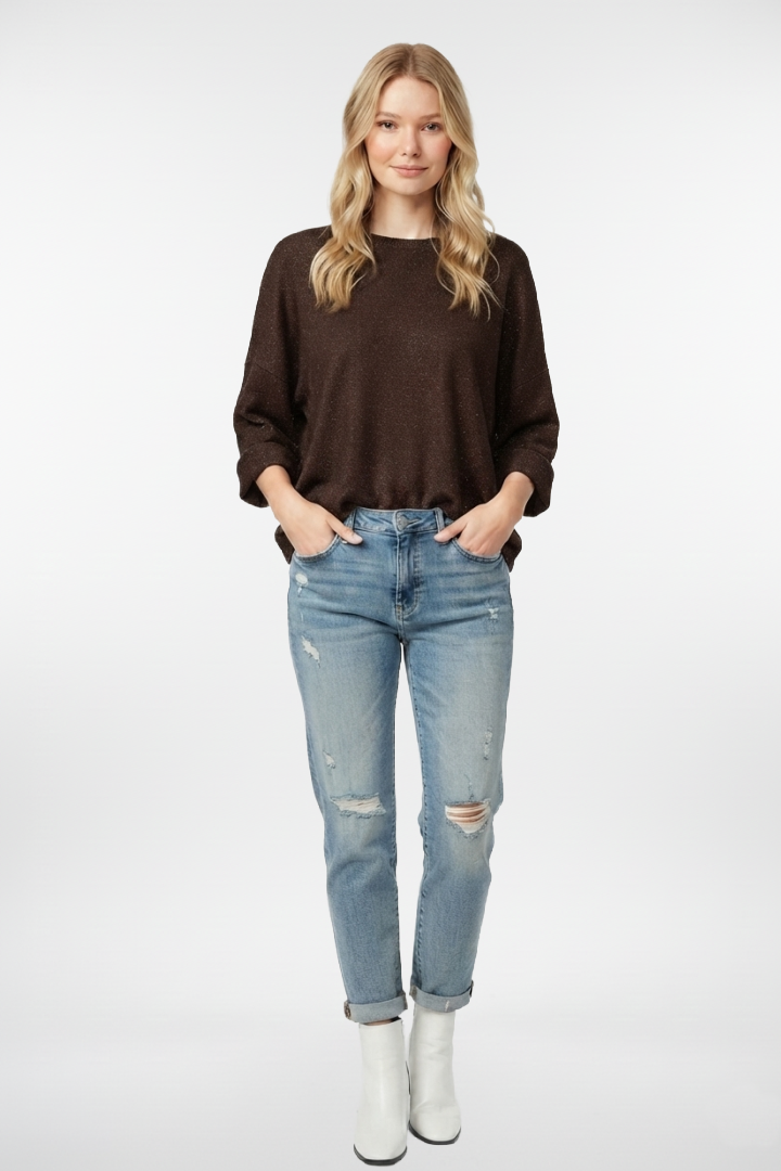 Textured Long Sleeves Top