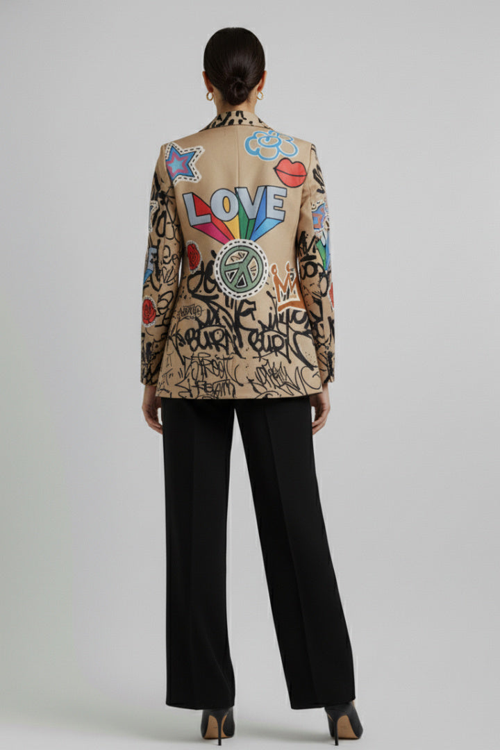 The "Peace & Love" Graffiti Art Blazer
