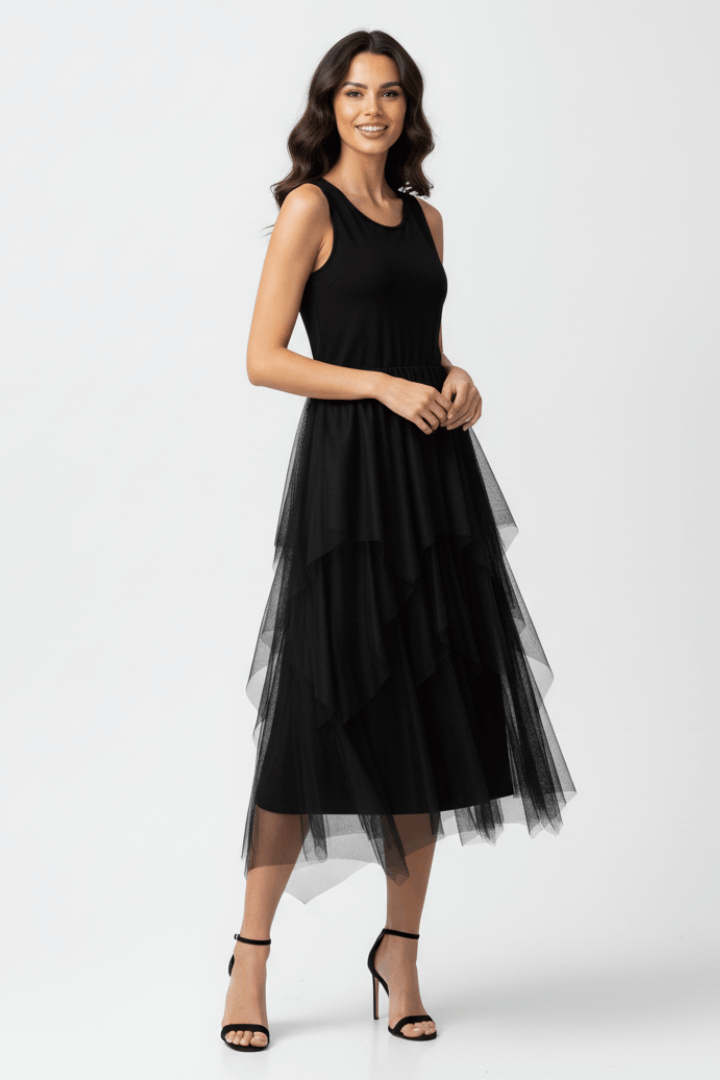The 'Whisper' Ruffle Tulle Midi Dress