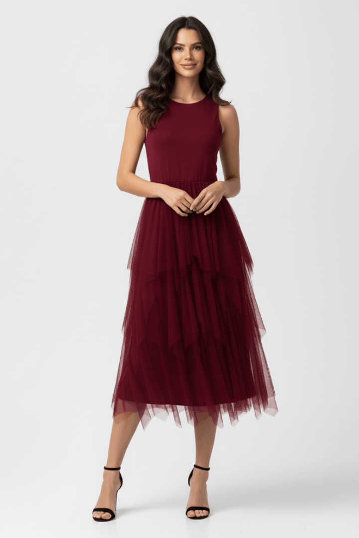 The 'Whisper' Ruffle Tulle Midi Dress