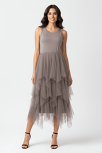 The 'Whisper' Ruffle Tulle Midi Dress