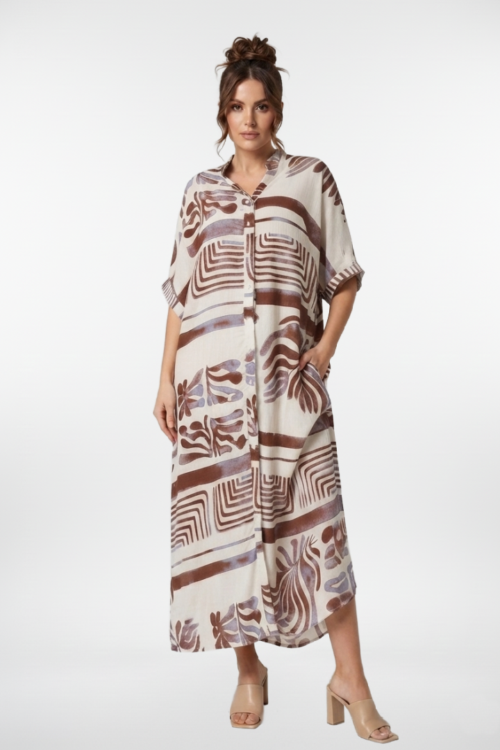Tropical Escape Maxi Shirt Dress