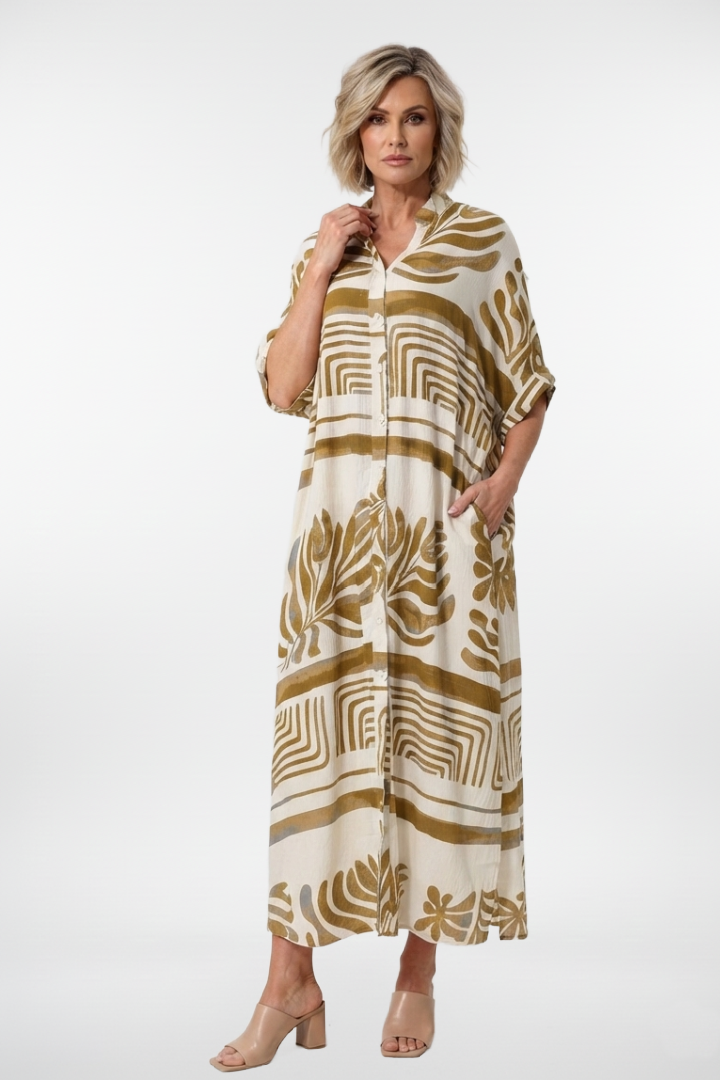 Tropical Escape Maxi Shirt Dress