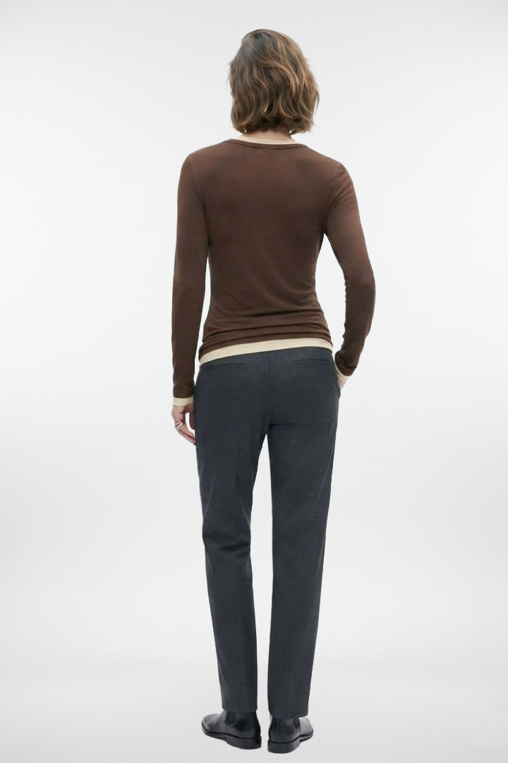 Two-Tone Soft Long-Sleeve Top