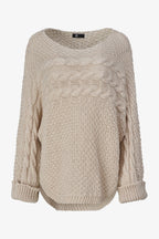 Wide-Neck Cable Knit Sweater