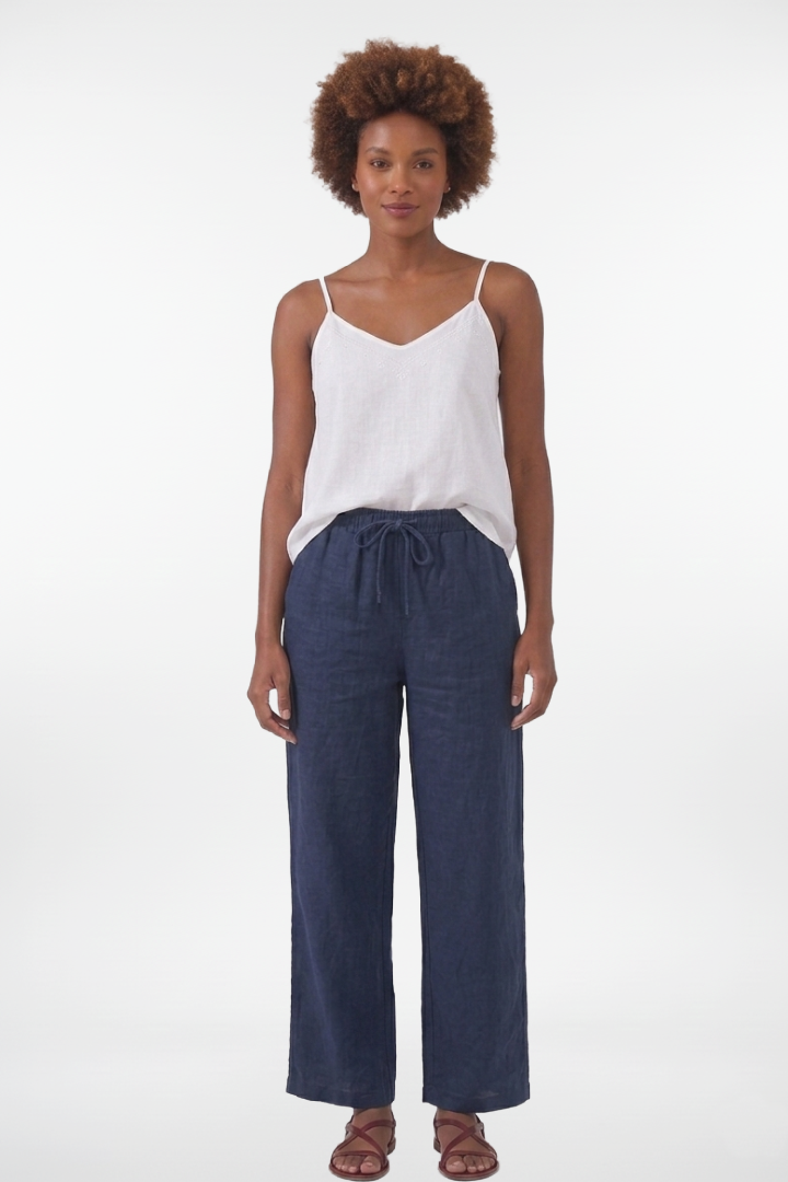 Wide Leg Drawstring Linen Pants