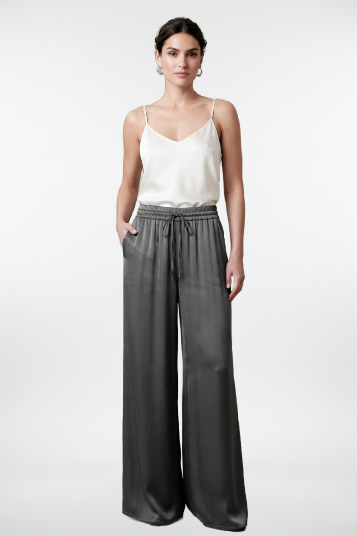 Wide Leg Silky Trousers