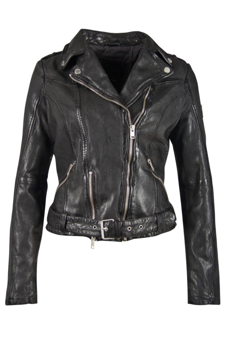 Veste en cuir Wild 2 RF, noire