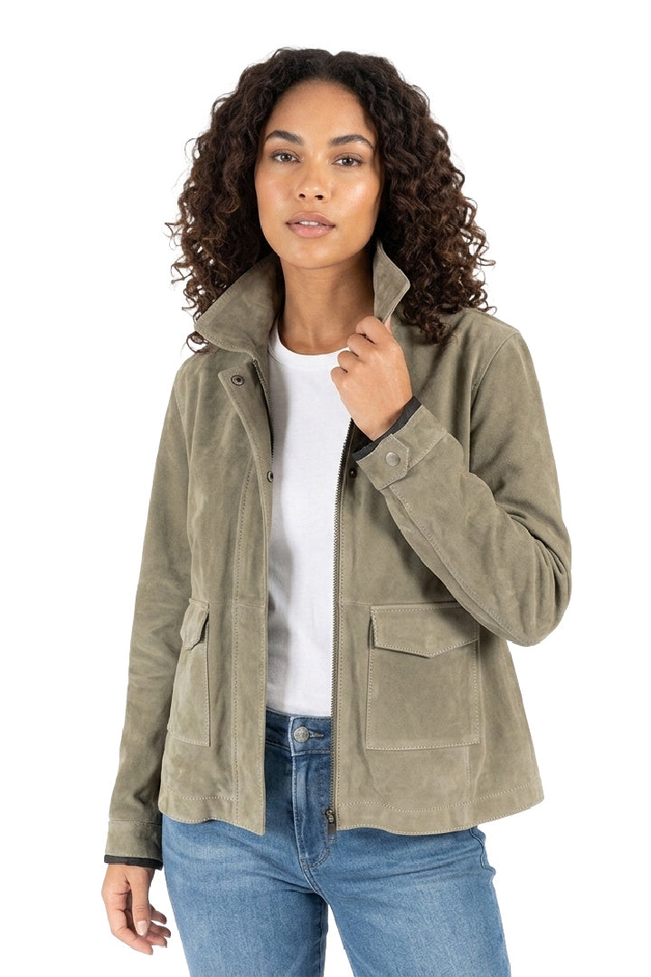 Yaima CF Leather Jacket, Light Sage