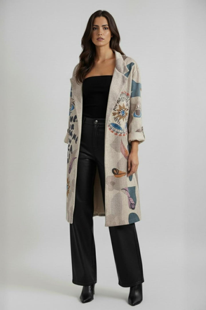 "You are not late" Graphic Print Statement Coat