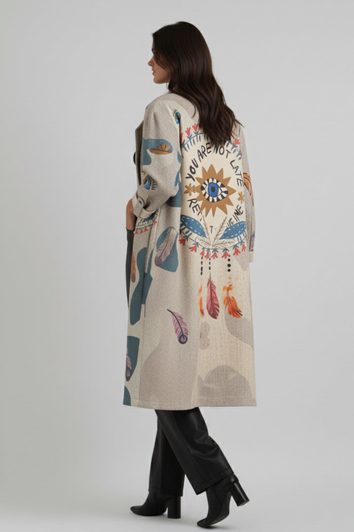 "You are not late" Graphic Print Statement Coat