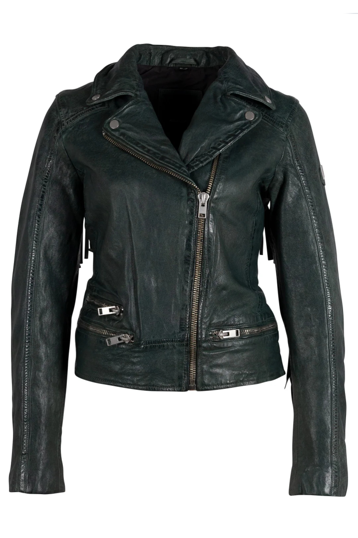 Zoe RF Leather Jacket, Dark Cedar