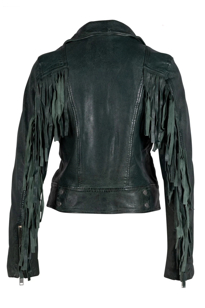 Zoe RF Leather Jacket, Dark Cedar
