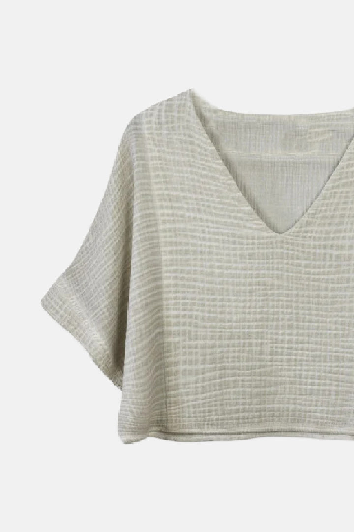 Gray Crinkle Crop Top