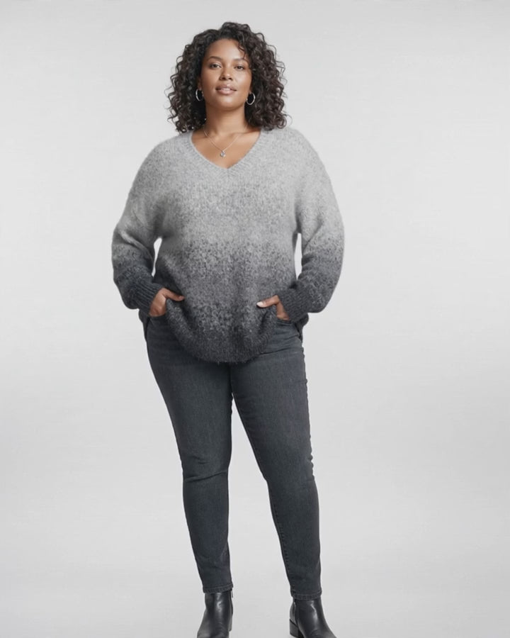 Sleeve V-Neck Dye Sweater