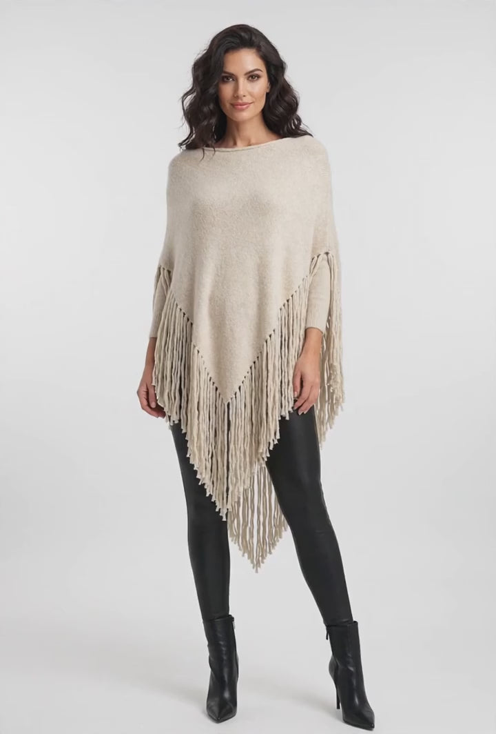 Fringe Haven Knit Poncho Top