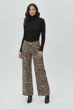 Leopard Print High-Waist Wide-Leg Jeans