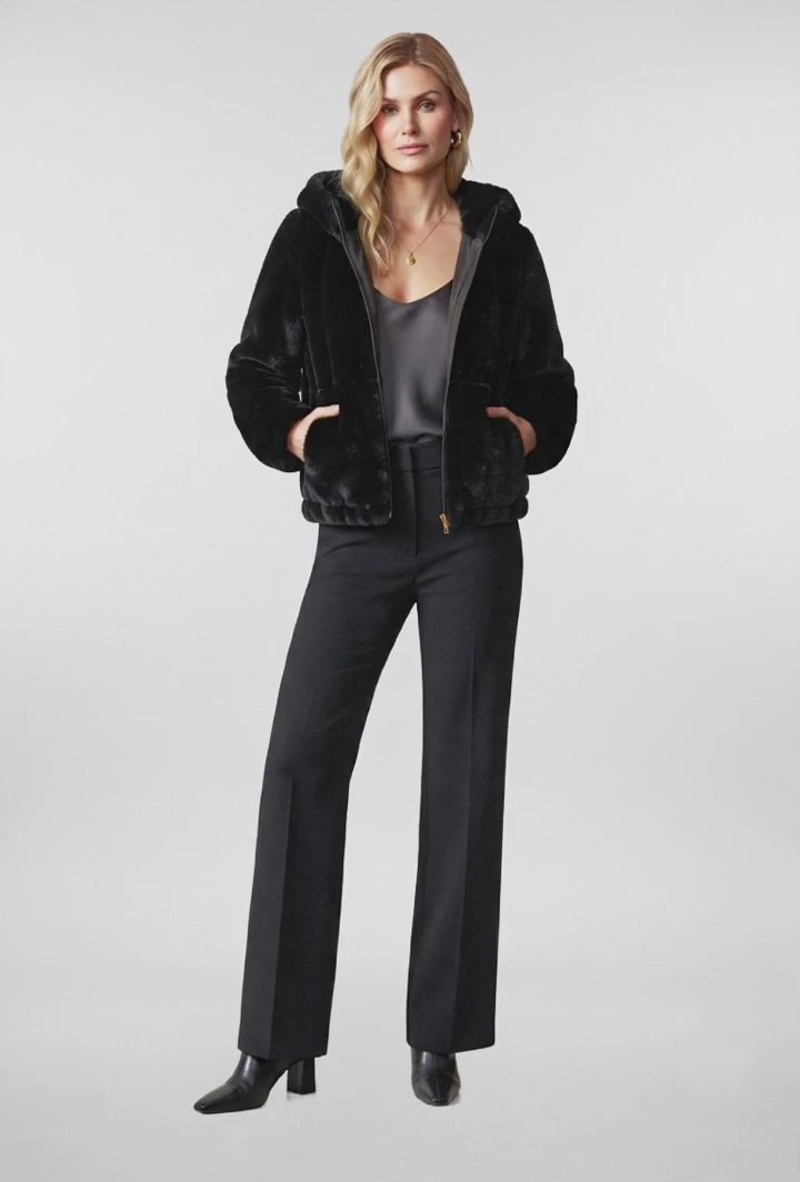 Fluffy Short Faux Fur Jacket With Hood
